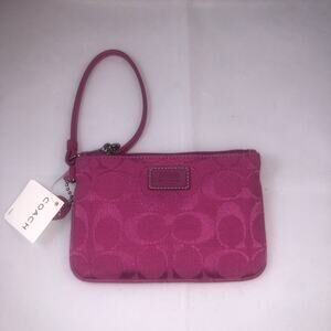 Coach Signature hot pink  Small Skinny Wristlet wallet purse